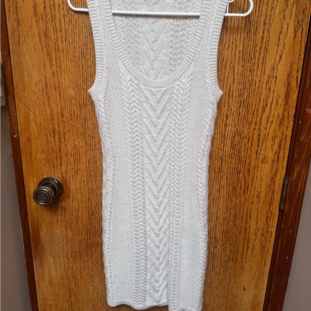 Babaton White Knit Midi Dress (XS)